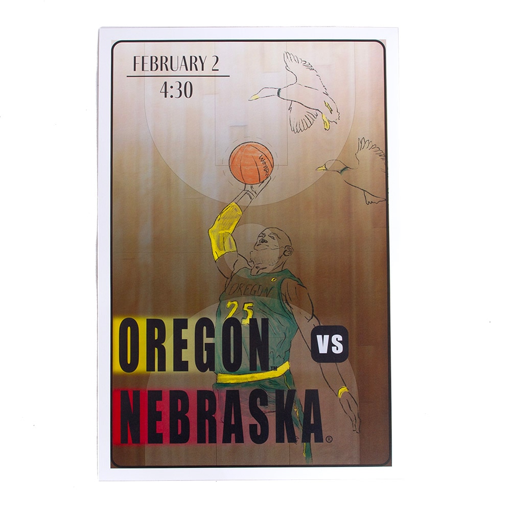 Ducks Spirit, Posters, Gifts, 12"x18", Basketball, Nebraska Game, 916362